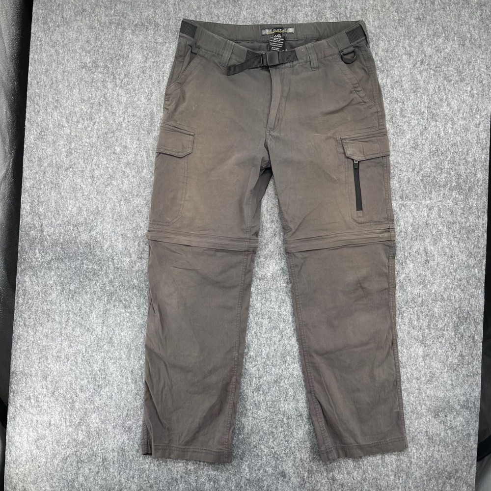 BC Clothing Mens Convertible Cargo Pants L x 32 Gray Zip Off Hiking Outdoor Belt